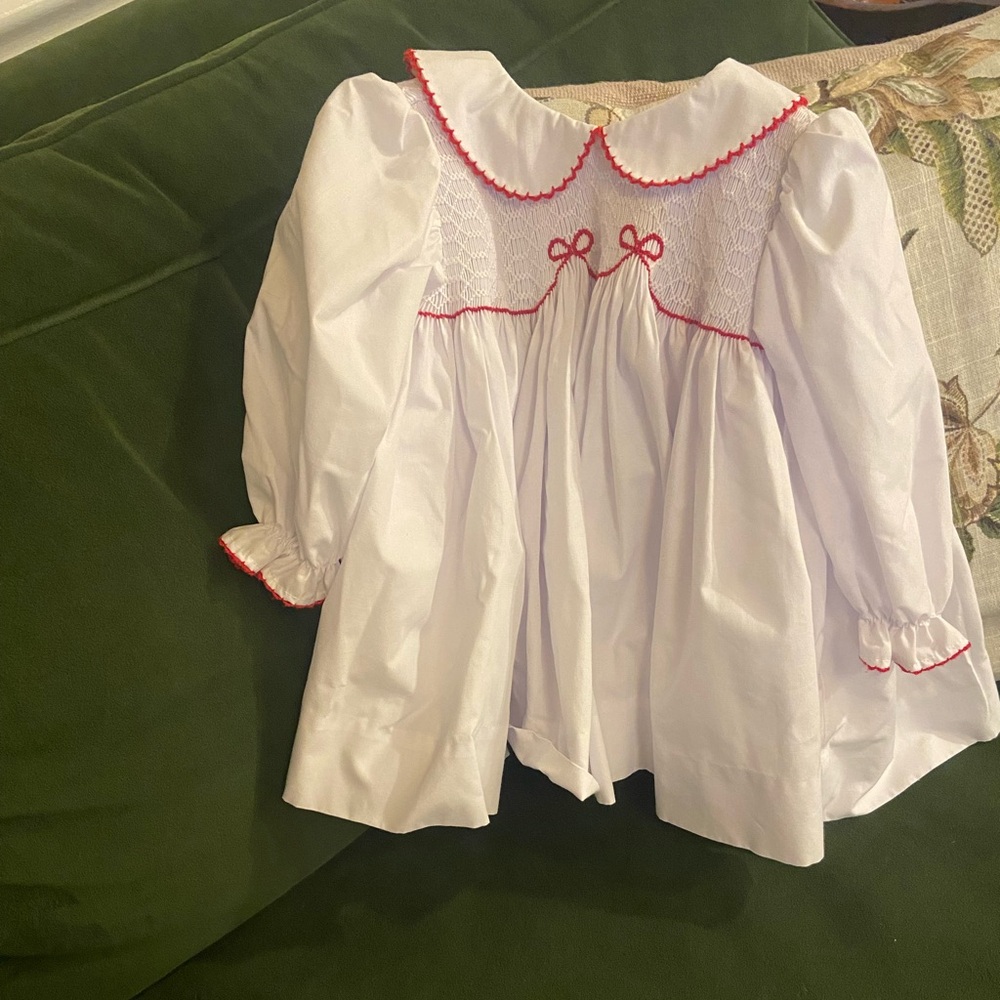 The Beaufort Bonnet Company smocked red bow dress